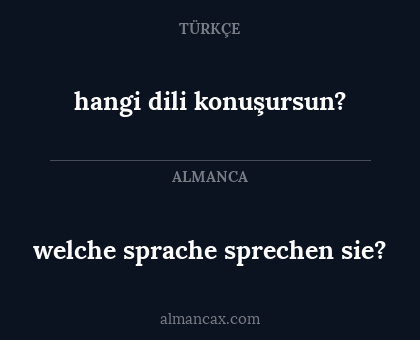 welche sprache sprechen sie? - hangi dili konuşursun?