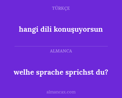 welhe sprache sprichst du? - hangi dili konuşuyorsun