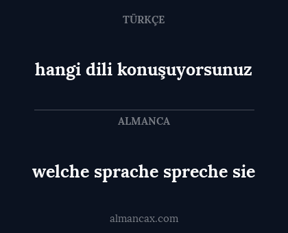 hangi dili konuşuyorsunuz - welche sprache spreche sie