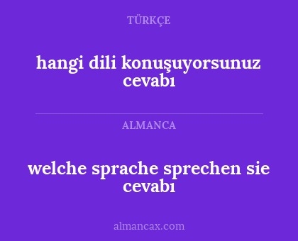 hangi dili konuşuyorsunuz cevabı - welche sprache sprechen sie cevabı