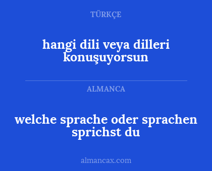 hangi dili veya dilleri konuşuyorsun - welche sprache oder sprachen sprichst du