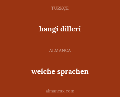 welche sprachen - hangi dilleri