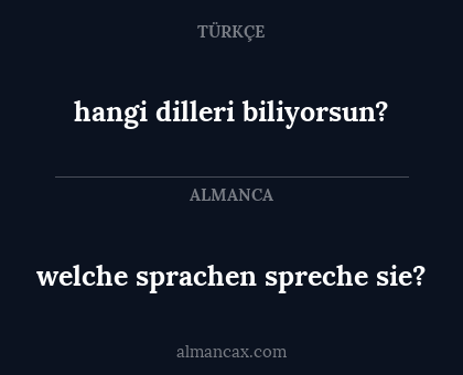hangi dilleri biliyorsun? - welche sprachen spreche sie?