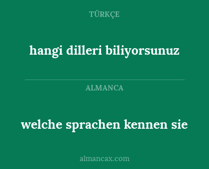 hangi dilleri biliyorsunuz - welche sprachen kennen sie