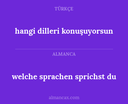 welche sprachen sprichst du - hangi dilleri konuşuyorsun