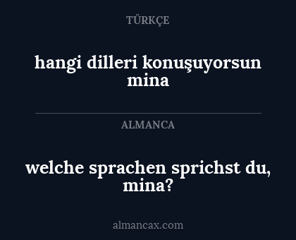 welche sprachen sprichst du, mina? - hangi dilleri konuşuyorsun mina