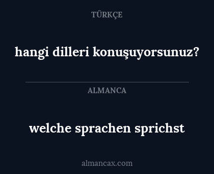 hangi dilleri konuşuyorsunuz? - welche sprachen sprichst
