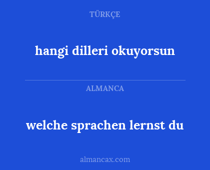 welche sprachen lernst du - hangi dilleri okuyorsun