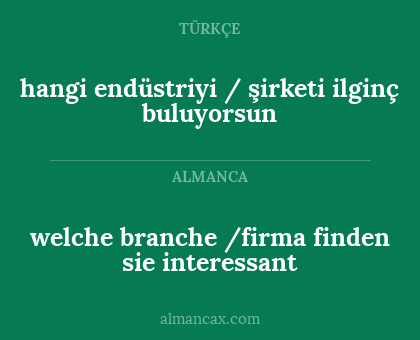 hangi endüstriyi / şirketi ilginç buluyorsun - welche branche /firma finden sie interessant