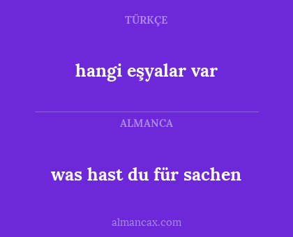 hangi eşyalar var - was hast du für sachen