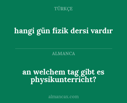 hangi gün fizik dersi vardır - an welchem tag gibt es physikunterricht?