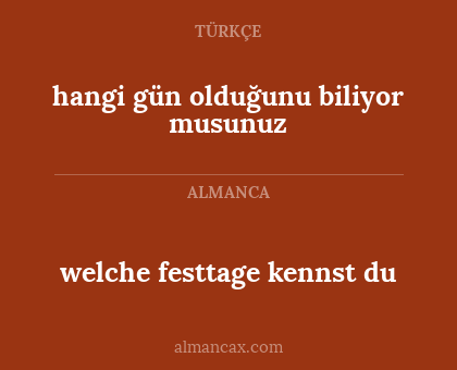welche festtage kennst du - hangi gün olduğunu biliyor musunuz