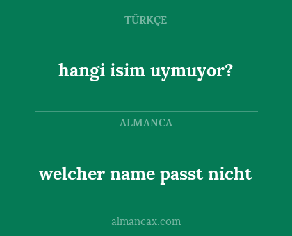 welcher name passt nicht - hangi isim uymuyor?