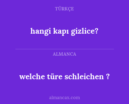 welche türe schleichen ? - hangi kapı gizlice?