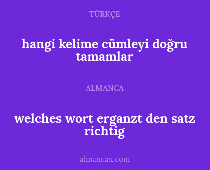 hangi kelime cümleyi doğru tamamlar - welches wort erganzt den satz richtig