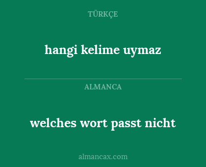 welches wort passt nicht - hangi kelime uymaz