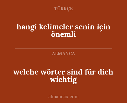hangi kelimeler senin için önemli - welche wörter sind für dich wichtig