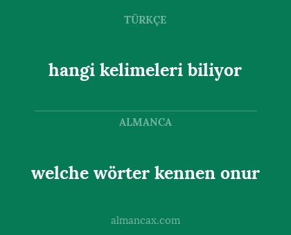 hangi kelimeleri biliyor - welche wörter kennen onur