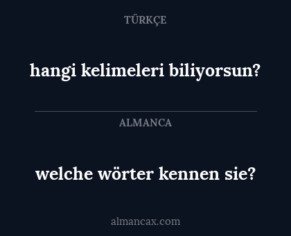 welche wörter kennen sie? - hangi kelimeleri biliyorsun?