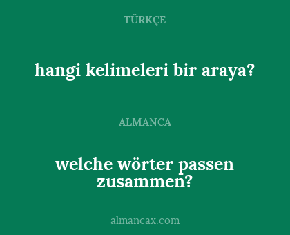 welche wörter passen zusammen? - hangi kelimeleri bir araya?