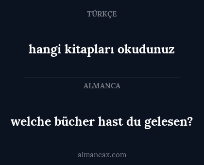 welche bücher hast du gelesen? - hangi kitapları okudunuz