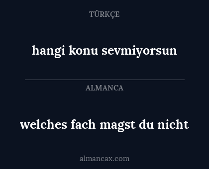 welches fach magst du nicht - hangi konu sevmiyorsun