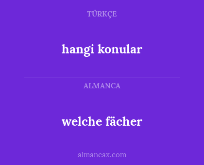welche fächer - hangi konular