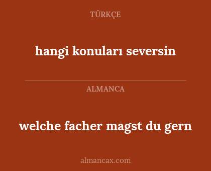 welche facher magst du gern - hangi konuları seversin