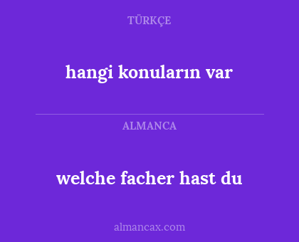 welche facher hast du - hangi konuların var