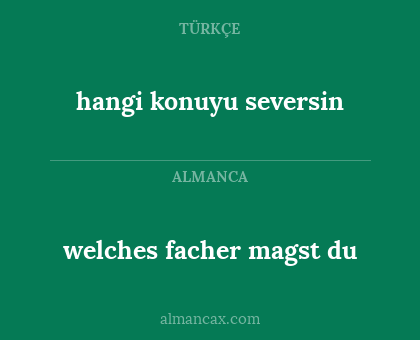 hangi konuyu seversin - welches facher magst du