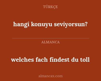 hangi konuyu seviyorsun? - welches fach findest du toll