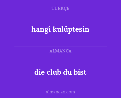 die club du bist - hangi kulüptesin