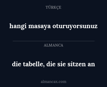 hangi masaya oturuyorsunuz - die tabelle, die sie sitzen an
