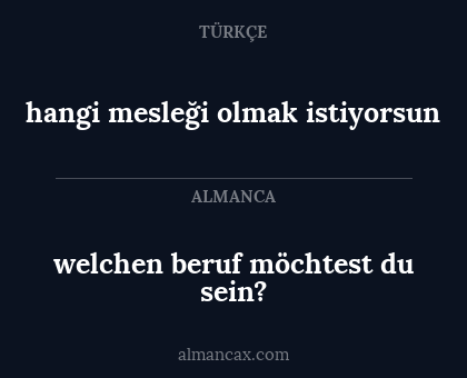 welchen beruf möchtest du sein? - hangi mesleği olmak istiyorsun