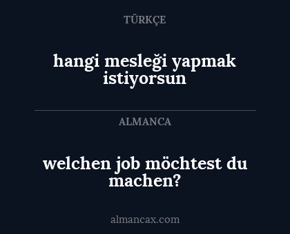 welchen job möchtest du machen? - hangi mesleği yapmak istiyorsun