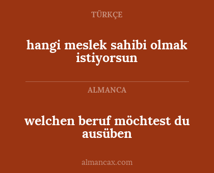hangi meslek sahibi olmak istiyorsun - welchen beruf möchtest du ausüben