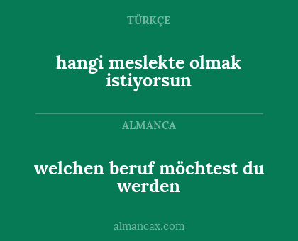 welchen beruf möchtest du werden - hangi meslekte olmak istiyorsun