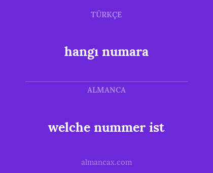 welche nummer ist - hangı numara