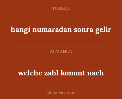 hangi numaradan sonra gelir - welche zahl kommt nach