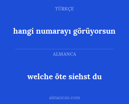 hangi numarayı görüyorsun - welche öte siehst du
