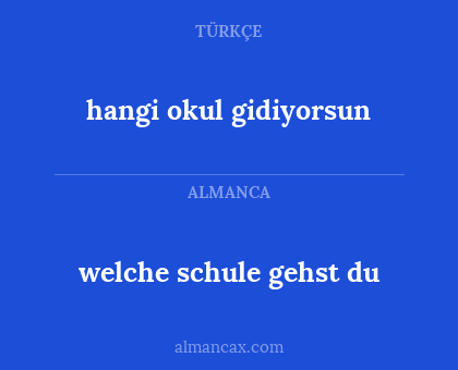 welche schule gehst du - hangi okul gidiyorsun