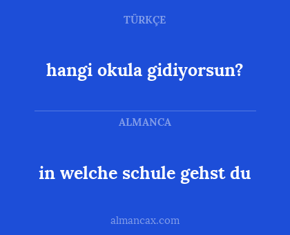 hangi okula gidiyorsun? - in welche schule gehst du