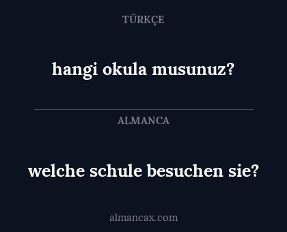 hangi okula musunuz? - welche schule besuchen sie?