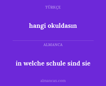 in welche schule sind sie - hangi okuldasın