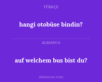 hangi otobüse bindin? - auf welchem bus bist du?