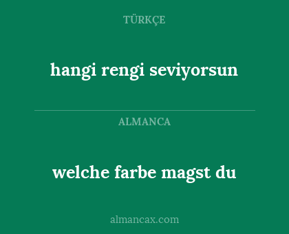 welche farbe magst du - hangi rengi seviyorsun