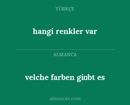 hangi renkler var - velche farben gi̇bt es