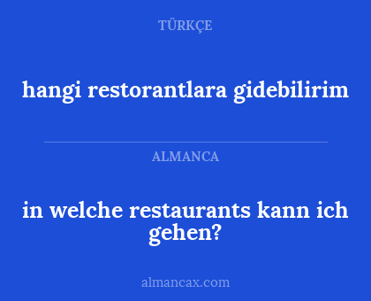 in welche restaurants kann ich gehen? - hangi restorantlara gidebilirim