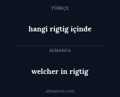 hangi rigtig içinde - welcher in rigtig