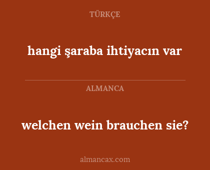 hangi şaraba ihtiyacın var - welchen wein brauchen sie?